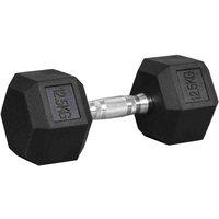 HOMCOM 12.5Kg Single Rubber Hex Dumbbell Portable Hand Weights Dumbbell Home Gym, Black