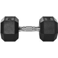 HOMCOM 15Kg Single Rubber Hex Dumbbell Portable Hand Weights Home Gym, Black