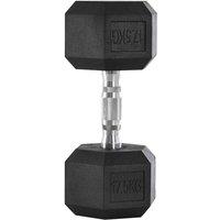 HOMCOM 17.5Kg Single Rubber Hex Dumbbell Portable Hand Weights Home Gym, Black