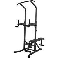 HOMCOM Adjustable&folded Dip Stands Multi-function Pull-ups Sit-ups Fitness Tools Gym Home, Black