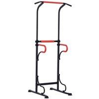 HOMCOM Steel Multi-use Exercise Power Tower Station Adjustable Height With Grips, Black
