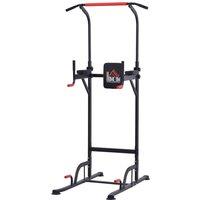 HOMCOM Power Tower Station Pull Up Bar For Home Gym Workout Equipment, Black