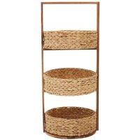 Interiors by PH Interiors By Premier 3 Tier Shelf Unit With Round Hyacinth Baskets, Brown