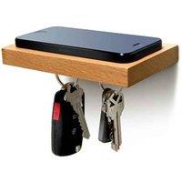 IloveHandles Plank Wooden Floating Shelf With A Magnetic Underside For Mobile & Keys Storage -natural, Brown