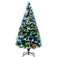Bon Noel 5' Multicolour Artificial Fibre Optic Christmas Tree with Pre-Lit Modes, Green