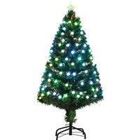 HOMCOM 4' Prelit Artificial Christmas Tree with Fibre Optic Light, Green