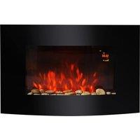 Etna HOMCOM 2kW Electric Fireplace Wall Mounted Led Flame Curved Back Side Lights Heater, Black