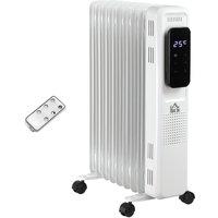 Etna HOMCOM Oil Filled 9 Pipe 2180W Radiator Heater with 3 Heat Settings & Remote Control - White, White