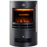 Etna HOMCOM Fireplace Electric Heater Stove with Thermostat Control Black Freestanding, Black