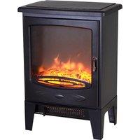 Etna HOMCOM 1.85kW Electric Heater Safe Fireplace Freestanding with Artificial Flame Effect, Black