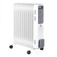 Etna HOMCOM 2720W Oil Filled Radiator Portable Space Heater with 3 Heat Settings, White