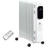 Etna HOMCOM Large Oil Filled 11 Pipe 2720W Radiator Space Heater with 3 Heat Settings & Remote Control - White, White