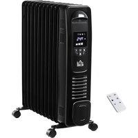 Etna HOMCOM Oil Filled 11 Pipe 2720W Radiator Space Heater with 3 Heat Settings & Remote Control - Black, Black