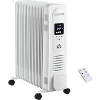 Etna HOMCOM Oil Filled 11 Pipe 2720W Radiator Space Heater with 3 Heat Settings & Remote Control - White, White