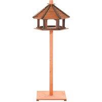 PawHut Wooden Bird Feeder and Table - Brown, Brown