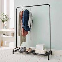 House of Home Steel Clothes Rail With Shoe Rack In Black Powder Coating, Black