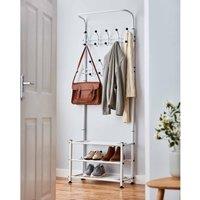 House of Home Multi Purpose Stand 18 Hooks For Clothes Shoes Hats Bags - White, White