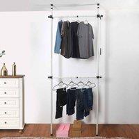 House of Home Telescopic Wardrobe Organiser Hanging Rail Clothes Rack Adjustable Storage Shelving, White