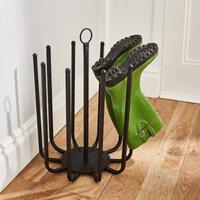 House of Home 5 Pair Black Round Boot Shoe Rack Welly Holder Stand - Metal