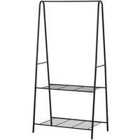 HOMCOM A Shaped Clothes Rack Garment Hanger Hanging Rail 2-tier Shelving Metal, Black