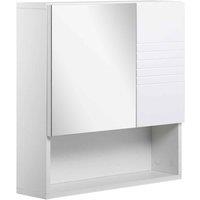 Kleankin Bathroom Mirror Cabinet Wall Mount Storage Cabinet With Double Door, White