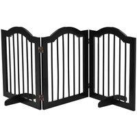 PawHut Freestanding Pet Gate 3 Pannel Safety Barrier W/ Support Feet - Black, Black