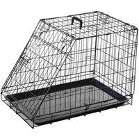 PawHut Trapeze Collapsible Pet Travel Box w/ Removable Tray - Black, Black