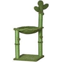 PawHut Cat Tree Tower Cactus Shape W/Scratching Post & Hammock Bed - Green, Green