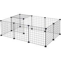 PawHut Diy Pet Playpen w/ Metal Wire For Small Animals - Black, Black