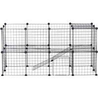 PawHut DIY Small Pet Playpen w/ Metal Wire Fence - Black, Black