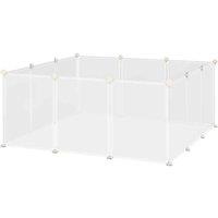 PawHut Pet Playpen & Diy Small Animal Cage w/ 12 Panels For Kittens - Bunnies - Chinchilla - White, White