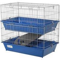 PawHut 2-tier Small Animal Cage w/ Metal Wiring & Ramp - Blue, Blue
