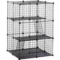 PawHut Pet Playpen DIY Small Animal Cage - Black, Black
