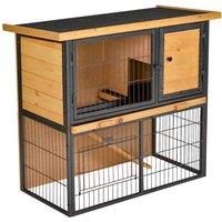 PawHut Wood/Metal Rabbit Elevated Hutch - Yellow, Yellow