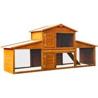 PawHut Deluxe Fir Wood Rabbit Hutch w/ 2-tier Metal - Yellow, Yellow