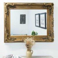 MirrorOutlet Carved Louis Gold Wall Mirror 122 X 91 Cm, Gold