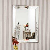 MirrorOutlet Frameless Large Venetian Modena Modern Wall Mirror 109 X 78Cm 3Ft7 X 2Ft7, Silver