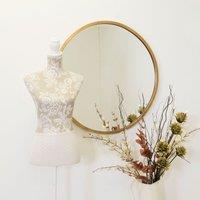 MirrorOutlet Rowan Gold Elegant Modern Bevelled Round Mirror 80 X 80 Cm, Gold