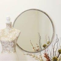 MirrorOutlet Rowan Silver Elegant Modern Bevelled Round Mirror 80 X 80 Cm, Silver