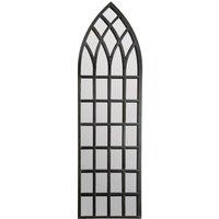 MirrorOutlet Somerley Rustic Arch Large Garden Mirror 140 X 40 Cm, Black