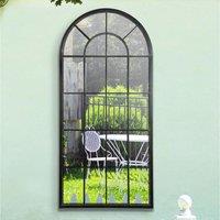MirrorOutlet Somerley Country Arch Large Garden Mirror 140 X 65 Cm, Black