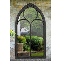 MirrorOutlet Somerley Chapel Arch Large Black Garden Mirror 150 X 81 Cm, Black