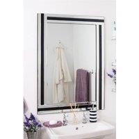 MirrorOutlet Dalton Black All Glass Wall Mirror 100 X 70 Cm, Black