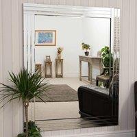 MirrorOutlet Oakley All Glass Triple Edge Bevelled Large Wall Mirror 144 X 116 Cm