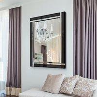 MirrorOutlet Aston Black Double Bevelled All Glass Mirror 70 X 100Cm, Black