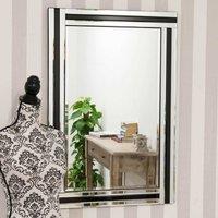 MirrorOutlet Dalton Black All Glass Mirror 90 X 60 Cm, Black