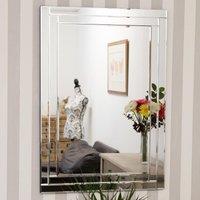 MirrorOutlet Luxford All Glass Bevelled Wall Mirror 100 X 70 Cm