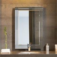 MirrorOutlet Oakley All Glass Triple Edge Bevelled Mirror 90 X 60 Cm, Silver