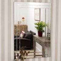 MirrorOutlet Luxford All Glass Bevelled Large Dress Mirror 120 X 80 Cm, Silver