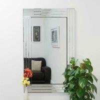 MirrorOutlet Oakley All Glass Triple Edge Bevelled Large Dress Mirror 120 X 80 Cm, Silver